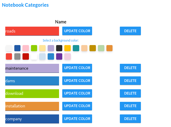 notebook prefs edit categories